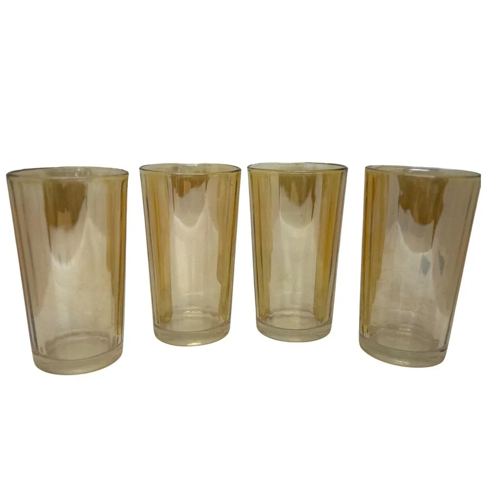 Vintage Jeanette Marigold Glass Iridescent Tumblers 5